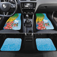 Personalised Malampa Fiji Day Car Mats Tribal Pattern With Tropical Flowers - Polynesian Pride