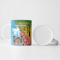 Personalised Malampa Fiji Day Ceramic Mug Tribal Pattern With Tropical Flowers - Polynesian Pride