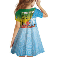 Personalised Malampa Fiji Day Family Matching Off Shoulder Short Dress and Hawaiian Shirt Tribal Pattern With Tropical Flowers - Polynesian Pride