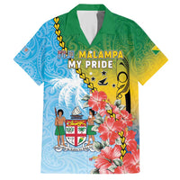 Personalised Malampa Fiji Day Hawaiian Shirt Tribal Pattern With Tropical Flowers - Polynesian Pride