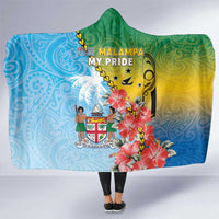 Malampa Fiji Day Hooded Blanket Tribal Pattern With Tropical Flowers - Polynesian Pride
