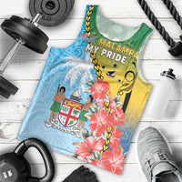 Personalised Malampa Fiji Day Men Tank Top Tribal Pattern With Tropical Flowers - Polynesian Pride