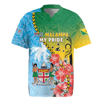 Personalised Malampa Fiji Day Rugby Jersey Tribal Pattern With Tropical Flowers - Polynesian Pride