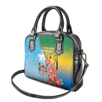 Malampa Fiji Day Shoulder Handbag Tribal Pattern With Tropical Flowers - Polynesian Pride