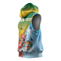 Personalised Malampa Fiji Day Sleeveless Hoodie Tribal Pattern With Tropical Flowers - Polynesian Pride
