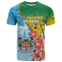 Personalised Malampa Fiji Day T Shirt Tribal Pattern With Tropical Flowers - Polynesian Pride