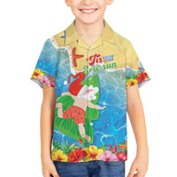 Christmas In Hawaii Family Matching Off The Shoulder Long Sleeve Dress and Hawaiian Shirt Tis The Sea Sun