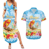 Personalised Hawaii Funny Thanksgiving Couples Matching Summer Maxi Dress and Hawaiian Shirt Thankful From The Beach
