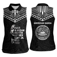 American Samoa MLK Day Women Sleeveless Polo Shirt Polynesian Style LT05 - Polynesian Pride