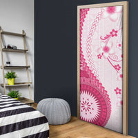 Bula Fiji Door Cover Pink Plumeria Masi Tapa Pattern LT05 - Polynesian Pride