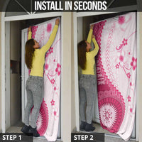 Bula Fiji Door Cover Pink Plumeria Masi Tapa Pattern LT05 - Polynesian Pride
