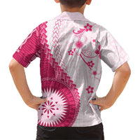 Bula Fiji Family Matching Mermaid Dress and Hawaiian Shirt Pink Plumeria Masi Tapa Pattern - Polynesian Pride