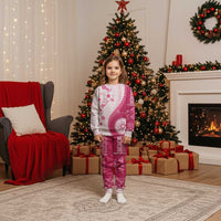 Bula Fiji Christmas Pajama Set Pink Plumeria Masi Tapa Pattern LT05 Kid Pink - Polynesian Pride