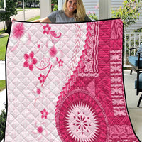 Bula Fiji Quilt Pink Plumeria Masi Tapa Pattern LT05 Pink - Polynesian Pride
