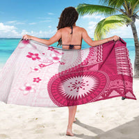 Bula Fiji Sarong Pink Plumeria Masi Tapa Pattern LT05 - Polynesian Pride