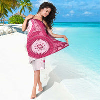 Bula Fiji Sarong Pink Plumeria Masi Tapa Pattern LT05 - Polynesian Pride