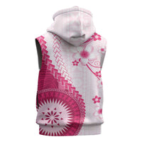Bula Fiji Sleeveless Hoodie Pink Plumeria Masi Tapa Pattern LT05 - Polynesian Pride