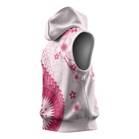 Bula Fiji Sleeveless Hoodie Pink Plumeria Masi Tapa Pattern LT05 - Polynesian Pride