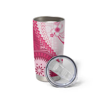 Bula Fiji Tumbler Cup Pink Plumeria Masi Tapa Pattern LT05 - Polynesian Pride