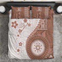 Bula Fiji Bedding Set Brown Plumeria Masi Tapa Pattern LT05 Brown - Polynesian Pride