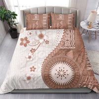 Bula Fiji Bedding Set Brown Plumeria Masi Tapa Pattern LT05 - Polynesian Pride