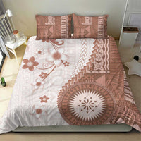Bula Fiji Bedding Set Brown Plumeria Masi Tapa Pattern LT05 - Polynesian Pride