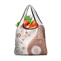Bula Fiji Grocery Bag Brown Plumeria Masi Tapa Pattern LT05 1-pack One Size Brown - Polynesian Pride