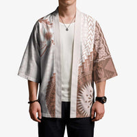 Bula Fiji Kimono Brown Plumeria Masi Tapa Pattern LT05 - Polynesian Pride