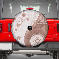Bula Fiji Spare Tire Cover Brown Plumeria Masi Tapa Pattern LT05 - Polynesian Pride