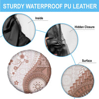 Bula Fiji Spare Tire Cover Brown Plumeria Masi Tapa Pattern LT05 - Polynesian Pride