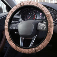 Bula Fiji Steering Wheel Cover Brown Plumeria Masi Tapa Pattern LT05 - Polynesian Pride