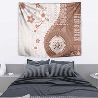 Bula Fiji Tapestry Brown Plumeria Masi Tapa Pattern LT05 - Polynesian Pride