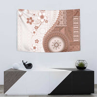 Bula Fiji Tapestry Brown Plumeria Masi Tapa Pattern LT05 - Polynesian Pride