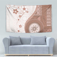 Bula Fiji Tapestry Brown Plumeria Masi Tapa Pattern LT05 - Polynesian Pride