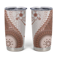 Bula Fiji Tumbler Cup Brown Plumeria Masi Tapa Pattern LT05 Brown - Polynesian Pride