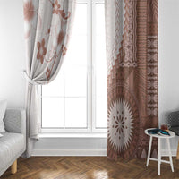 Bula Fiji Window Curtain Brown Plumeria Masi Tapa Pattern LT05 - Polynesian Pride