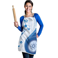 Bula Fiji Apron Blue Plumeria Masi Tapa Pattern LT05 - Polynesian Pride