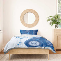 Bula Fiji Bedding Set Blue Plumeria Masi Tapa Pattern LT05 - Polynesian Pride