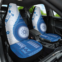 Bula Fiji Car Seat Cover Blue Plumeria Masi Tapa Pattern LT05 One Size Blue - Polynesian Pride