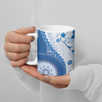 Bula Fiji Ceramic Mug Blue Plumeria Masi Tapa Pattern LT05 - Polynesian Pride