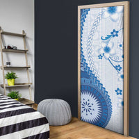 Bula Fiji Door Cover Blue Plumeria Masi Tapa Pattern LT05 - Polynesian Pride