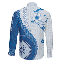 Bula Fiji Family Matching Mermaid Dress and Hawaiian Shirt Blue Plumeria Masi Tapa Pattern - Polynesian Pride