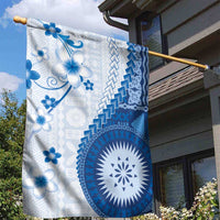Bula Fiji Garden Flag Blue Plumeria Masi Tapa Pattern LT05 - Polynesian Pride