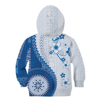 Bula Fiji Kid Hoodie Blue Plumeria Masi Tapa Pattern LT05 - Polynesian Pride