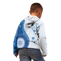 Bula Fiji Kid Hoodie Blue Plumeria Masi Tapa Pattern LT05 - Polynesian Pride