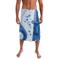 Bula Fiji Lavalava Blue Plumeria Masi Tapa Pattern LT05 Blue - Polynesian Pride