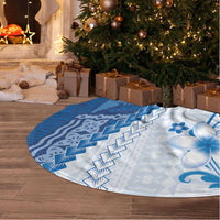 Bula Fiji Tree Skirt Blue Plumeria Masi Tapa Pattern LT05 - Polynesian Pride
