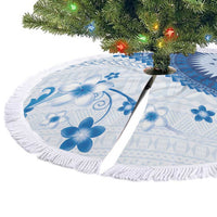Bula Fiji Tree Skirt Blue Plumeria Masi Tapa Pattern LT05 - Polynesian Pride
