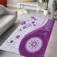 Bula Fiji Area Rug Violet Plumeria Masi Tapa Pattern LT05 - Polynesian Pride