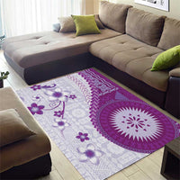 Bula Fiji Area Rug Violet Plumeria Masi Tapa Pattern LT05 - Polynesian Pride